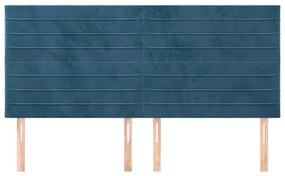 Cabeceira de cama 4 pcs veludo 100x5x78/88 cm azul-escuro