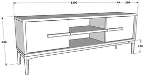 Móvel TV Stand Eslem – Carvalho/Preto – 120 cm