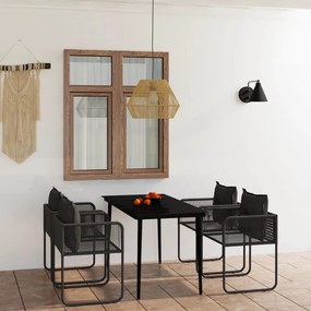 vidaXL 5 pcs Conjunto de jantar para jardim preto