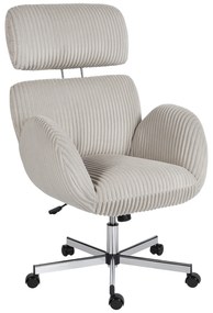 HOMCOM Cadeira de Escritório com Apoio de Cabeça Regulável Altura Ajustável Função Basculante 74x70x104-112 cm Cinzento | Aosom Portugal