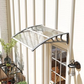 Marquise para Portas e Janelas 100x75 cm Toldo de Proteção contra Sol e Chuva com Cobertura de Policarbonato e Barra de Alumínio Transparente