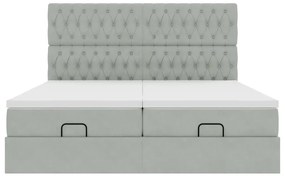 Estrutura cama otomana colchões 200x200cm veludo cinzento claro