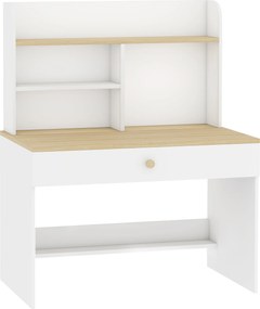 AIYAPLAY Secretária Infantil com Prateleira, 3 Compartimentos e Gaveta – Mesa de Estudo 80x50x100 cm, Branco, 3-8 Anos | Aosom Portugal