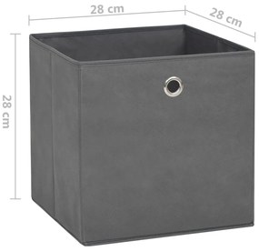 Caixas arrumação 4 pcs 28x28x28 cm tecido-não-tecido cinza