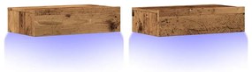 Móveis de TV com luzes LED 2 pcs 60x35x15,5 cm madeira velha