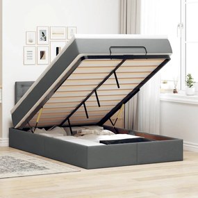 Cama otomana com colchão 120x190 cm tecido cinzento escuro