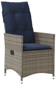 Conjunto Bistro de 3 peças com almofadas em rattan sintético cinza
