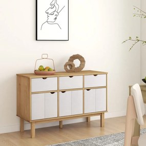 vidaXL Aparador OTTA 114x43x73,5 cm pinho maciço castanho/branco
