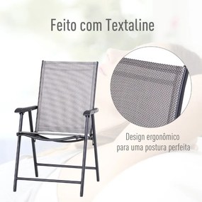 Conjunto de 2 Cadeiras Dobráveis com Apoio de Braços - Cinzento - Desi