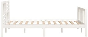 Estrutura cama pequena casal 120x190 cm pinho maciço branco