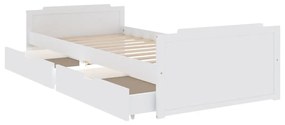 Estrutura de cama com gavetas 90x200 cm pinho maciço branco