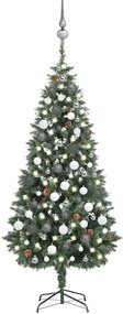 vidaXL Árvore Natal artificial pré-iluminada c/ bolas e pinhas 180 cm
