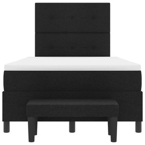 Cama Box Spring com Colchão e Banco Preto 120x200 cm Tecido