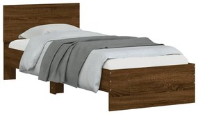 Estrutura de cama c/ cabeceira deriv. madeira carvalho castanho