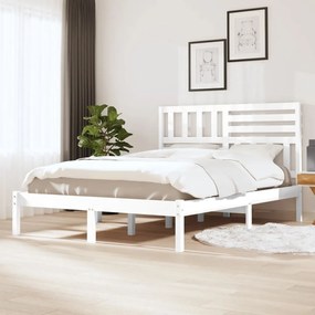 Estrutura de cama dupla pequena 120x190 cm pinho maciço branco