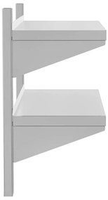 Estante parede 2 prateleiras 75x30x60 cm aço inoxidável prata