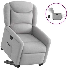 vidaXL Poltrona reclinável elevatória elétrica tecido cinzento-nublado