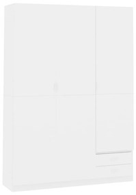 Roupeiro 3 portas 120x50x180 cm contraplacado branco brilhante
