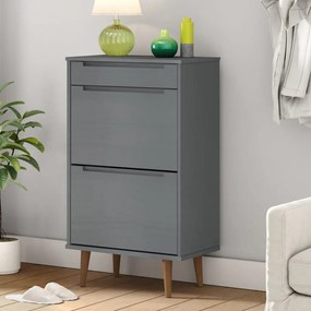 350527 vidaXL Sapateira MOLDE 59,5x35x103 cm pinho maciço cinzento