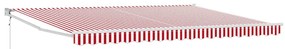 Toldo Retrátil Automático Listrado Vermelho e Branco 450x300 cm