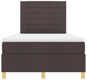 Cama Box com Colchão &amp; LED Castanho Escuro 120x190 cm Tecido