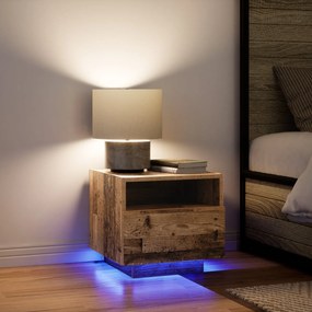 Camas de cabeceira vidaXL com luzes LED 2 pcs Madeira antiga 40x39x37