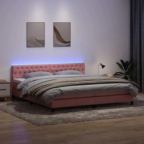 Cama com molas/colchão rosa 180x220 cm veludo