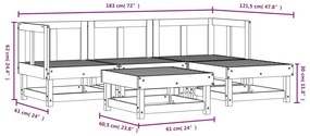 5 pcs conjunto lounge de jardim madeira de douglas maciça