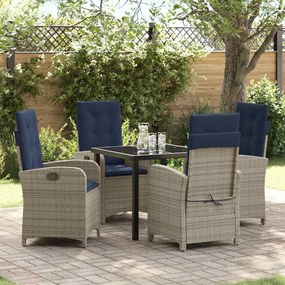 vidaXL Conjunto de Jantar de Jardim com 5 Peças e Almofadas em Rattan Sintético Cinza