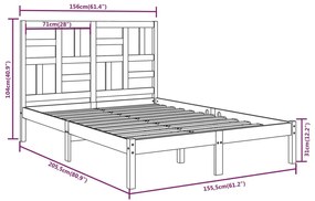 Estrutura de cama king 150x200 cm madeira maciça