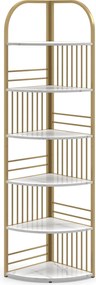 Estante de canto com 6 prateleiras, 42 x 42 x 181,5 cm, Estrutura metálica para plantas, exposição vertical para sala, quarto ou escritório, Branco e