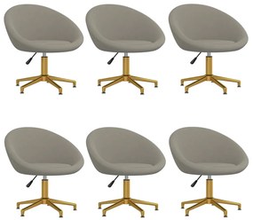 Cadeiras de jantar 6 pcs veludo cinzento-claro