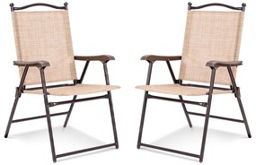 Conjunto de 2 cadeiras de jardim dobráveis com braços Cadeiras de jantar portáteis para terraço, piscina, jardim 64 x 58 x 91 cm Amarelo