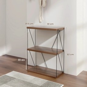 Estante multiusos de 3 níveis com estrutura metálica para arrumação doméstica Estante 61 x 82 cm Nogueira