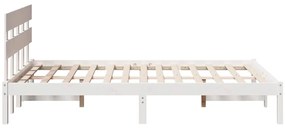 Estrado de Cama com Cabeceira Branco 120x190 cm Madeira Maciça de Pinh