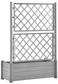 Vaso/floreira de jardim c/ treliça 100x43x142 cm PP cinza pedra