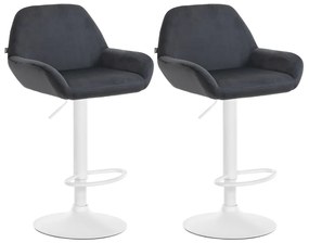 Conjunto de 2 bancos altos em veludo com estrutura branca 89-109 x 51 x 52 cm preto