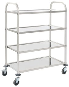 vidaXL Carrinho de cozinha de 4 níveis 107x55x125 cm aço inoxidável