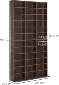 Organizador para CD e DVD, estante de arrumação, capacidade máxima de 1116 CD/528 DVD, 36 compartimentos e prateleiras ajustáveis, para escritório, sa