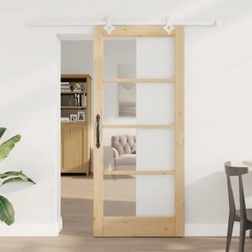 Conjunto de Porta Deslizante com Hardware vidaXL 86x198,5 cm Madeira Maciça de Pinho