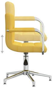 Cadeira de jantar giratória tecido amarelo mostarda