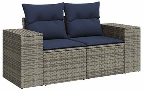 11 pcs conjunto sofás de jardim c/ almofadões vime PE/acácia