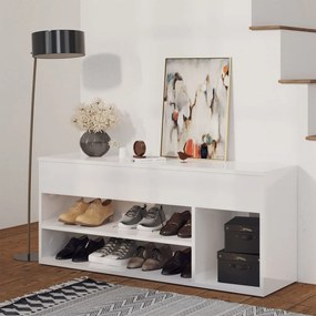 vidaXL Banco sapateira 105x30x45 cm derivados madeira branco brilhante