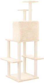 Árvore p/ gatos c/ postes arranhadores sisal 144,5 cm cor creme