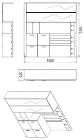 Cabide de Entrada DD9 – Pinho Atlântico e Branco – 187,2x180x37,5 cm
