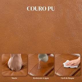 Conjunto de 2 Cadeiras de Jantar (MESA NÃO INCLUIDA)  Estofadas em PU com Assento Acolchoado e Pés de Madeira para Sala de Estar Castanho