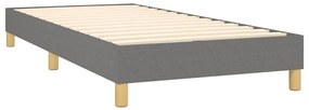Cama box spring c/ colchão e LED 90x190 cm tecido cinza-escuro