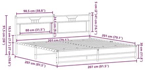 Estrutura cama sem colchão 200x200cm metal carvalho castanho