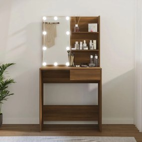 820483 vidaXL Toucador com LEDs 74,5x40x141 cm cor carvalho castanho