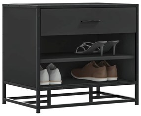 vidaXL Banco para calçado 60x40x53,5 cm madeira e metal preto
